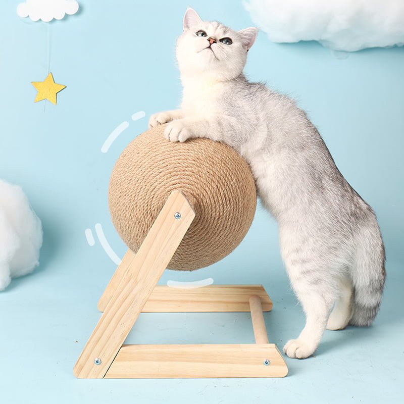 Cat Wooden Scratching Post Interactive Sisal Pet Scratching Ball_6